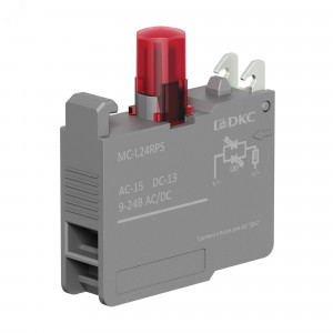 Контактный блок с клеммными зажимами под винт со светодиодом на  9-24В, красный MC-L24RPS