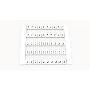 Маркировка (в кассетах) DEK5-50P-19-76Z(H), Кассета с маркировочными шильдиками, для клемм сечением 2,5 мм.кв., боковая, 50 шильдиков, нанесенные символы: 2, с вертикальным расположением, размер шильдика: 4,8 x 5,5 мм, цвет: белый