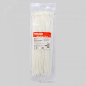 Хомут кабельный 3.6х300 петлевой нейлон бел. (уп.100шт) 07-0300