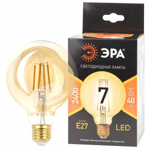 Лампа светодиодная филаментная F-LED G95-7W-824-E27 7Вт G95 шар золотая 2400К тепл. бел. E27 Б0047662