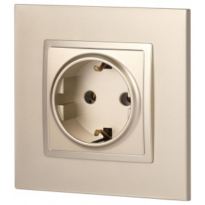 14-2101-04 Розетка 2P+E Schuko, 16A-250В, IP20, Elegance, шампань (10/100/2800) Б0034268
