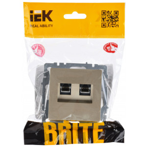 BRITE Розетка двойная RJ11+RJ45 кат.5E РК/Т12-БрШ шампань BR-KT20-O-1-K37