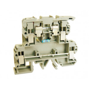 Этажная клемма USK-4/2-2RDX60, Этажная клемма, 2 этажа, с предохранителем, LED 60V, тип фиксации провода: винтовой, номинальное сечение: 4 мм кв., до 6,3A, 500V, ширина: 8 мм, цвет: бежевый, тип монтажа: DIN35