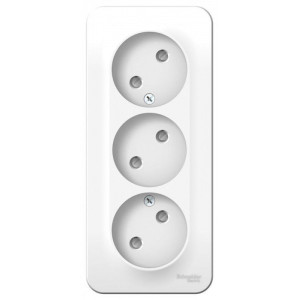 Розетка 3-м ОП Blanca 16А IP20 250В без заземл. защ. шторки с изолир. пластиной бел. SE BLNRA001311