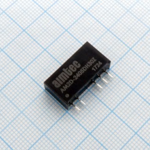 AM2D-2405DH30Z, DC/DC, 2Вт, вход 21.6…26.4В, выход ±5В/±0.2А, изоляция 3000В DC, КПД 75%, максимальная емкостная нагрузка не более ±220мкФ, SIP7, 19.5x6x10мм, -40…85°C, пластик