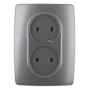 12-2107-12 Розетка 2X2P, 16A-250В, IP20, 2, графит (10/100/1600) Б0031244