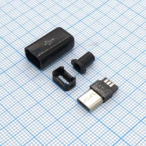 microUSB 5BM черный пласт. кожух, Разъем Micro USB тип B, USB 2.0, вилка