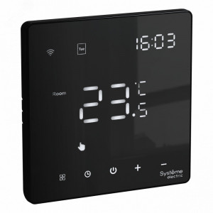 ARTGALLERY ТЕРМОСТАТ программируемый с Wi-Fi для электрического теплого пола, 16 А, моноблочный, ЧЕРНЫЙ GAL001038