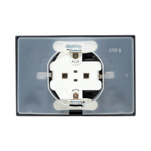 Механизм розетки двойной, 16А, IP44, с заземлением, со шторками, с рамкой, с крышками, графит Эпика EKF UP1-SOG-211-44