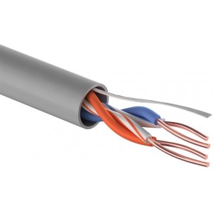 Кабель витая пара  UTP 2PR 24AWG, внутренний без экрана, CAT5e, одножильный, бухта 305м