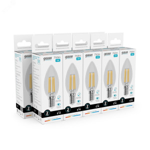 Лампа светодиодная филаментная LED 12 Вт 750 лм 4100К свеча нейтральный E14 AC 220В прозрачная колба Elementary 32122