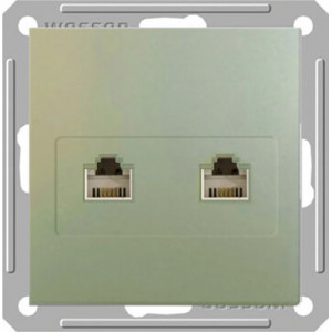 W59 РОЗЕТКА двойная телефонная RJ11, 160В, 1А, механизм, ШАМПАНЬ C3(7)_ RSI-251TT-4-86