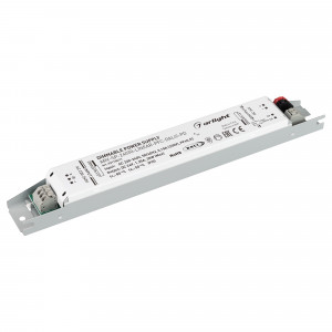 Блок питания ARV-SP-24030-LINEAR-PFC-DALI2-PD (24V, 1.25A, 30W) 031106(1), Диммируемый источник напряжения по протоколу DALI 2.0 и функцией PUSH DIM с гальванической развязкой для светодиодных изделий. Входное напряжение 220-240 VAC. Выходные параметры: 24 В, 1,25 А, 30 Вт. Встроенный PFC >0.92. Негерметичный алюминиевый корпус
