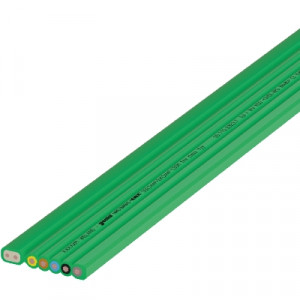 Кабель плоский 5G4+2*1,5QMM HF B2, Плоский кабель 5+2 полюсов, серия gesis NRG, сечение: 5х2,5 мм кв. + 2х1,5 мм кв., материал изоляции: halogen-free, цвет: зеленый