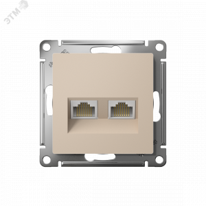 Розетка компьютерная 2-м AtlasDesign RJ45+RJ45 кат.5E механизм песочн. SE ATN001285