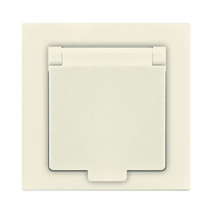 Розетка 1-м СП Афина 16А IP20 с заземл. с крышкой в сборе сл. кость (ivory) A0029-I