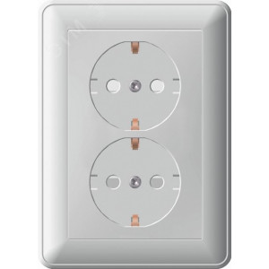 Розетка 2-м СП W59 16А IP20 с заземл. защ. шторки в сборе бел. SE RS16-255-18