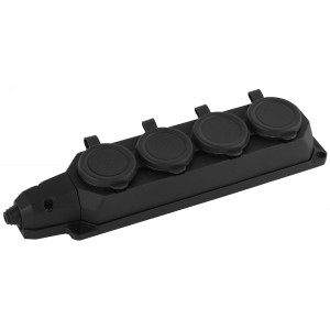 Колодка удлинителя 4-м с заземл. 16А IP44 K-4e-B-IP44 каучук черн. Б0044546