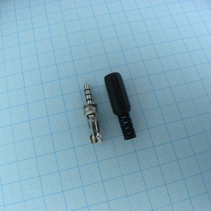 TRRS 3.5 (mini plug) штекер, Стерео аудио штекер 3.5 мм 4х контактное, монтаж на кабель