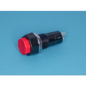 PSW-6FA-R, Кнопка восьмиугольная 220В 1А с фиксацией, крепление гайка, красная