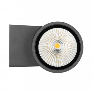 Светильник LGD-FORMA-WALL-R90-12W Warm3000 (GR, 44 deg, 230V) 029976, Накладной настенный светильник 12Вт, серый алюминиевый корпус, оптическое закаленное стекло. Цвет ТЕПЛЫЙ БЕЛЫЙ 3000K, св.поток 860лм, CRI(Ra)>80, угол 44°, свет вверх или вниз. Размер 133x90x182м. IP54. Питание AC230V, 12Вт, встроенный драйвер.
