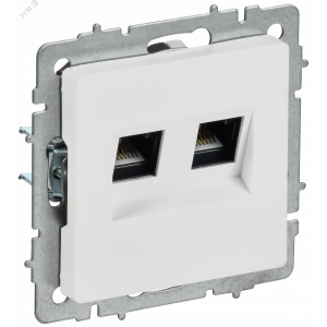 BRITE Розетка компьютерная двойная кат.5E RJ45 РК10-2-БрАБ арктический белый IEK BR-K20-1-K91