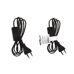 Шнур с выключателем и плоской вилкой "Народный" ШВВП 2х0,5мм2 2м. черный SQ1305-0042