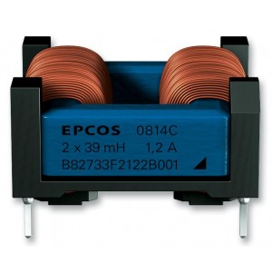 B82733F2112B001, Фильтр синфазных помех 2x47 мГн,  1.1А,  804 мОм, 300В, горизонтального исполнения