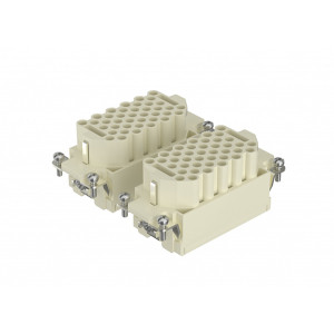 Розеточная контактная вставка HEEE-080-FC, Розеточная контактная вставка, обжимная фиксация, 80 полюсов + PE, типоразмер 32B, 500V, 16A, (обжимные контакты поставляются отдельно)