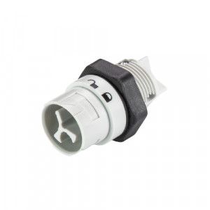 Вилочный разъем в панель RST16I3/2S S1 M02 GL, Вилочный разъем в панель, М16, 2 полюса, тип фиксации провода: винтовой, номинальные характеристики: 250V, 16A, цвет корпуса: черный, цвет контактной вставки: серый, серия RST MINI