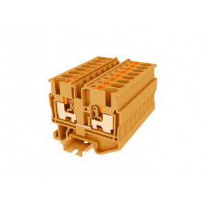 Проходная клемма TPM2.5-2-OG, Проходная клемма, тип фиксации провода: Push-in, номинальное сечение: 2,5 мм кв., 24A, 500V, ширина: 5,2 мм, цвет: оранжевый, тип монтажа: DIN15