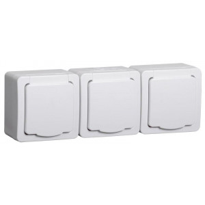 Розетка 3-м ОП Гермес Plus РСб23-3-ГПБб 16А IP54 с заземл. с крышкой бел. ERMP32-K01-16-54-EC