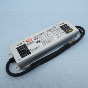 ELG-200-C1050B-3Y, AC-DC, 199.5Вт, IP67, вход 100…305В AC, 47…63Гц/142…431В DC, ККМ, выход 95...190В/1050мА, изоляция 3750В AC, в кожухе 244х71х37.5, -40…+85°С (корпус), димминг 3 в 1, с проводом заземления