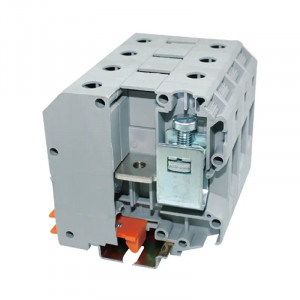 Проходная клемма JUT1-50-GY, Проходная клемма, тип фиксации провода: винтовой, номинальное сечение: 50 мм кв., 150A, 1000V, ширина: 20,2 мм, цвет: серый, тип монтажа: DIN35