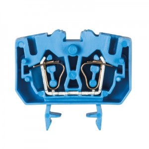 Проходная клемма (MINI) WKF2,5/MD/15 BL, Проходная клемма, MINI, верхний подвод кабеля, 4 точки подключения, тип фиксации провода: пружинный, номинальное сечение: 2,5 мм кв., 24A, 800V, ширина: 10 мм, цвет: синий, тип монтажа: DIN15