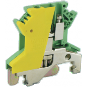 Заземляющая клемма UKHV-2.5XJD, Заземляющая клемма, тип фиксации провода: винтовой, номинальное сечение: 2,5 мм кв., ширина: 6,2 мм, цвет: желто-зеленый, тип монтажа: DIN35