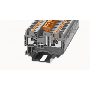 Клемма с размыкателем DS4-MT-01P-11-00Z(H), Клемма с ножевым размыкателем, тип фиксации провода: Push-in, номинальное сечение: 4 мм кв., 20A, 500V, ширина: 6,2 мм, цвет: серый, тип монтажа: DIN35, втычная перемычка,