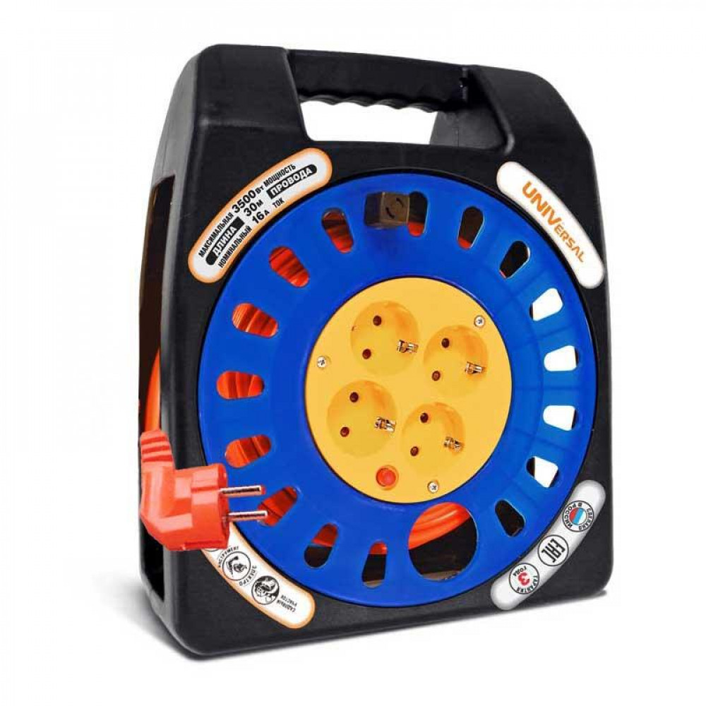 Изображение товара Удлинитель в закрытом корпусе 4х30м с заземлением IP20 У16-012