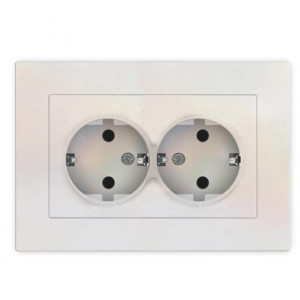 Розетка 2-м СП Афина 16А IP20 с заземл. в сборе жемчуг A0128-OBr