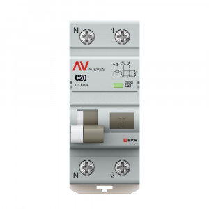 Автоматический выключатель дифференциального тока DVA-10 1P+N 20А характеристика C 30мА тип A электромеханический 10кА AVERES EKF rcbo10-1pn-20C-30-a-av