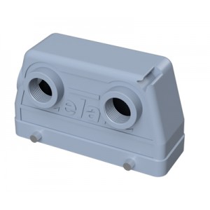 Крышка разъема 70.351.2435.1, Крышка разъема на кабель, типоразмер 24B, без уплотнителя, 2 отверстия с резьбой для кабельных вводов M25x1,5, IP54, расположен по длинной стороне корпуса, без защелок (упоры для двух защелок), материал корпуса: алюминиевый сплав