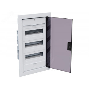 Щит распределительный встраиваемый с пластиковой черной прозрач. дверцей на 36 модулей, OptiBox Pro 36-VKR-IP40 379805