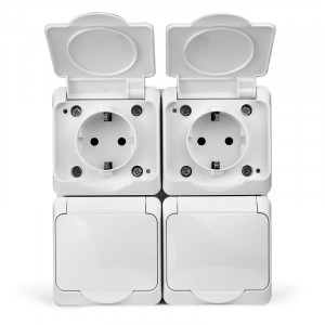 Розетка 4-м ОП Nix 16А IP54 250В с заземл. с крышкой бел. TKE-NX-R4Z-C01-IP54