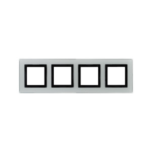 Рамка из натурального стекла, "Avanti", светло-серая, 4 поста (8 мод.) 4404828