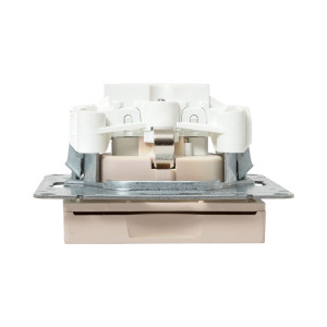 Механизм розетки, 16А, IP44, с заземлением, со шторками, c крышкой, кремовый Эпика EKF UP1-SOI-111-44