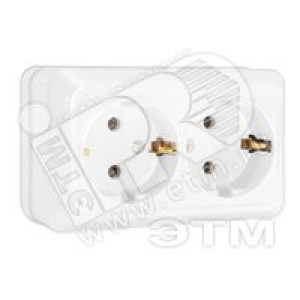 Олимп Розетка двойная с заземлением белая наружная О0128