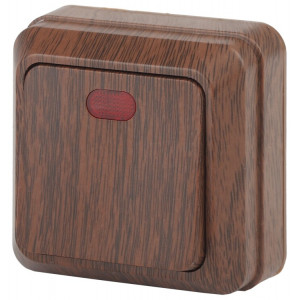 2-102-10 Выключатель с подсветкой, 10А-250В, IP20, ОУ, Quadro, венге (10/200/2400) Б0030119