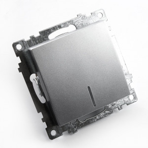 Выключатель 1-клавишный c индикатором (механизм), 250В, 10А, серия Катрин, серебро 39577