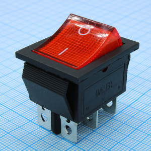 RWB-506 красный, Выключатель клавишный с подсветкой ON-ON (6c) 15А 250В