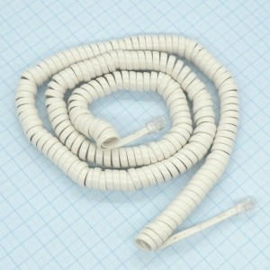 Шнур телефонный витой 7.0м белый, Шнур подключения телефонного аппарата к трубке витой 7м белый